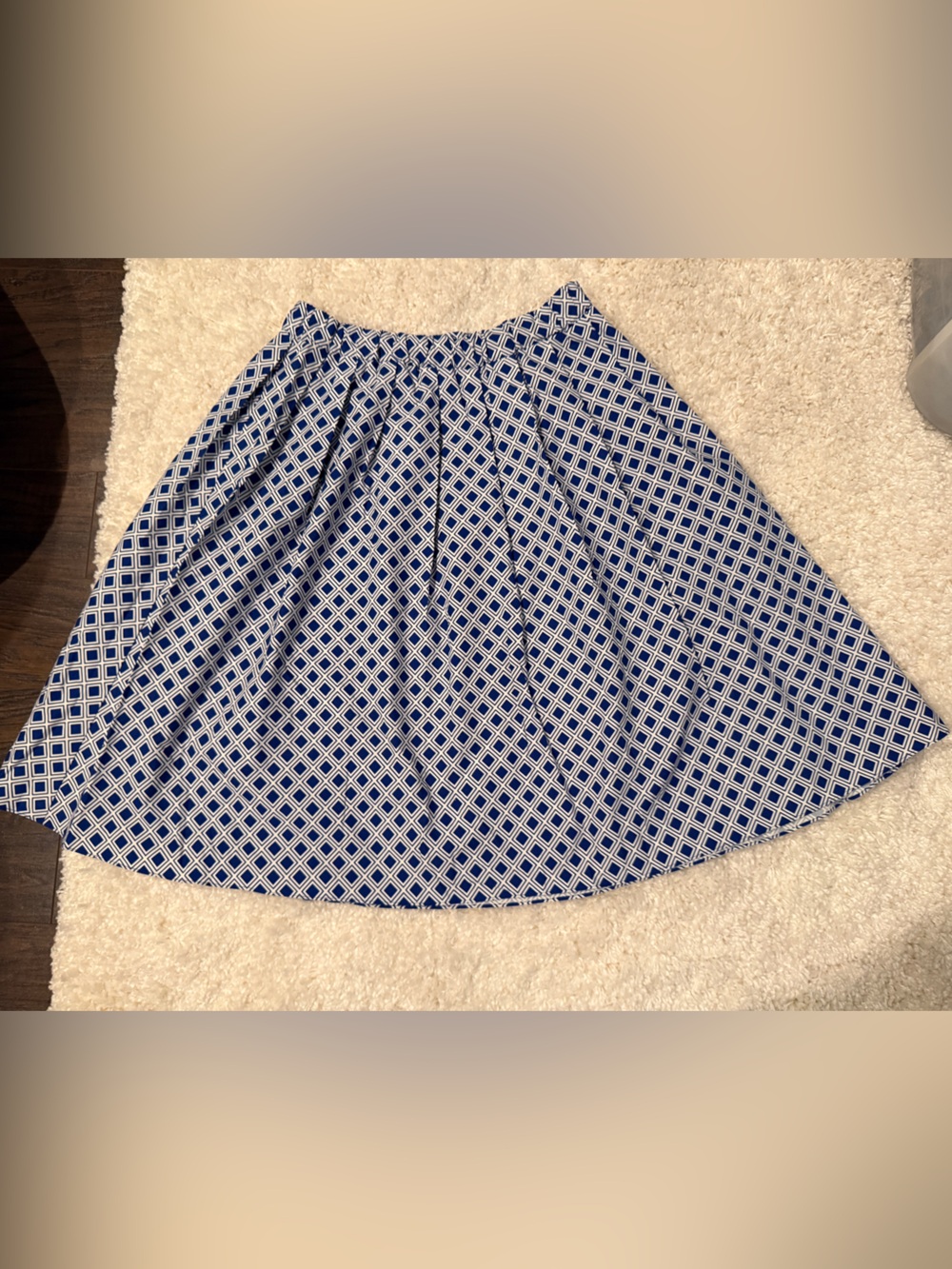 Michael Kors Blue & White Geometric Circle Skirt